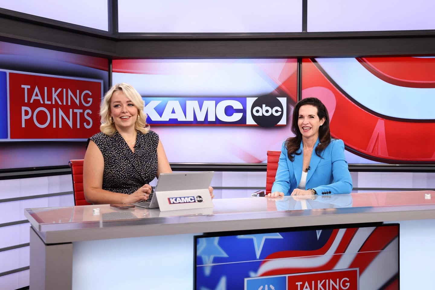Ashley hosting a broadcast interview